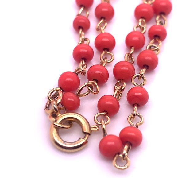 Coral gold tone necklace 14” - Picture 2 of 4